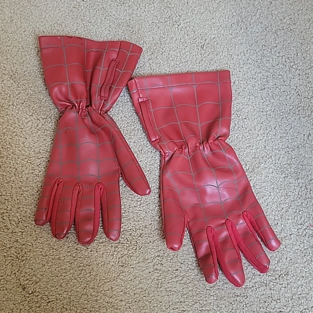 Spider-Man 2 gloves. Red w/⁹gray spiderman webbing, 10". Kids costume - Picture 1 of 4